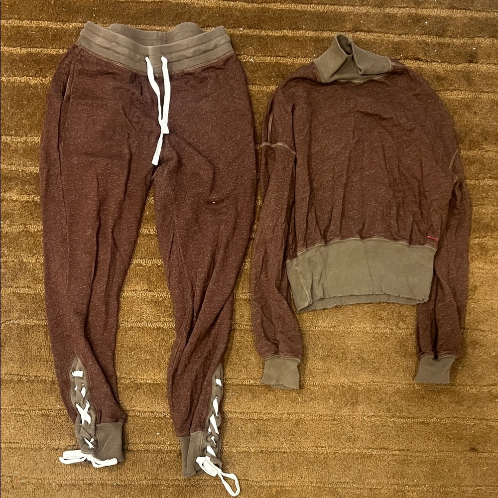 n:PHILANTHROPY Brown Sweatshirt & Joggers Set small laceup joggers